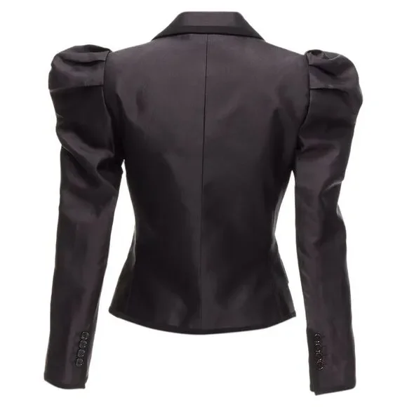 Dolce Gabbana Silk Puff Princess Sleeve Piping Tuxedo Blazer